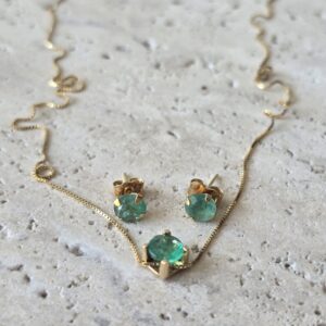 Conjunto em Ouro Amarelo 18K com Esmeraldas Naturais