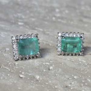 Brincos em Ouro Branco 18K com Diamantes Naturais