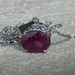 🌟 Colar em prata 925 rodinada com turmalina rosa e moissanite