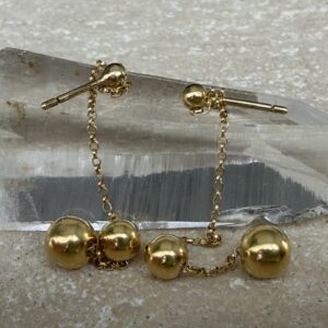 🌟 Brincos em ouro amarelo 18K com bolinhas